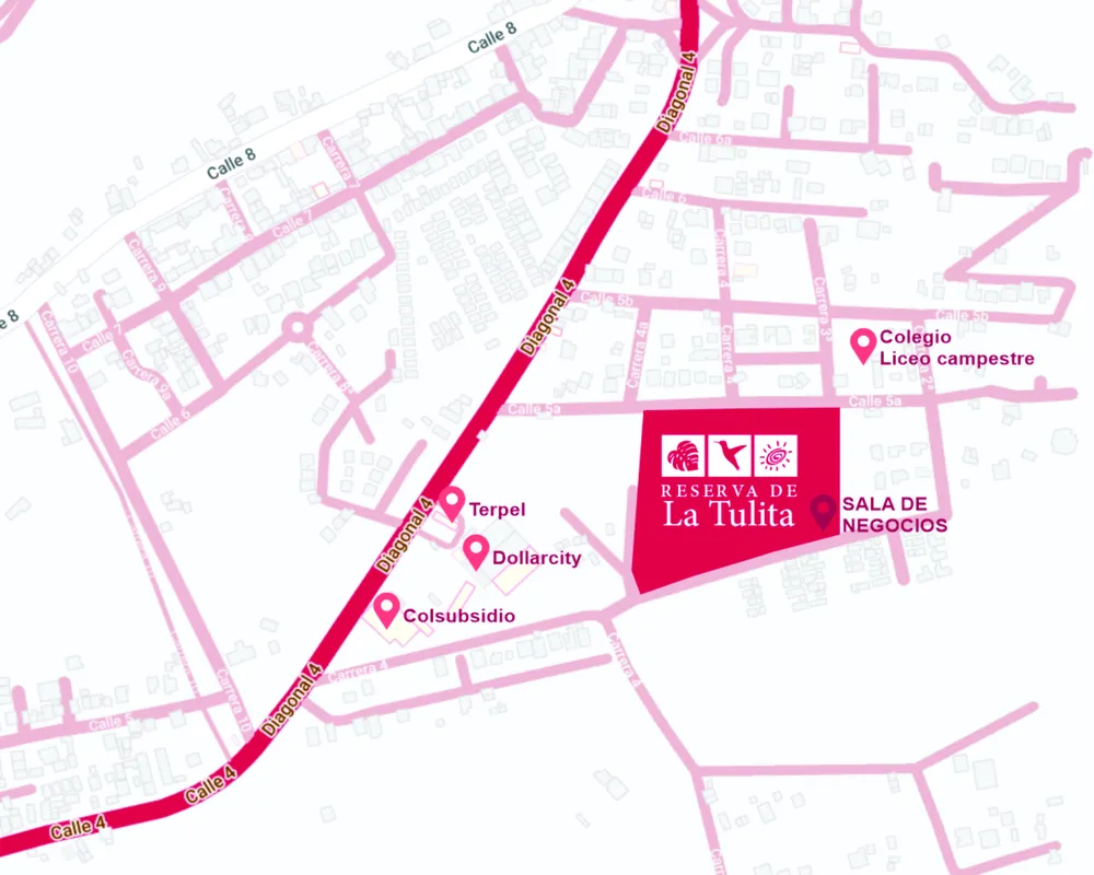 Mapa de ubicación de La Tulita en La Mesa